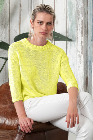 Poppy Crew - Women's Cotton Knit Sweater - Lime