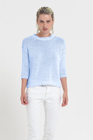 Poppy Crew - Women's Cotton Knit Sweater - Cielo