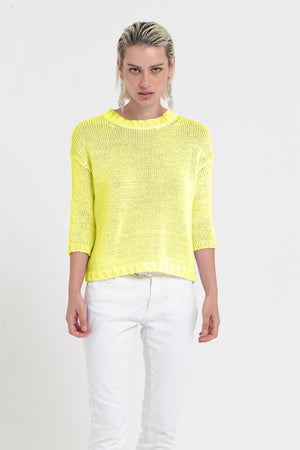 Poppy Crew - Women's Cotton Knit Sweater - Lime