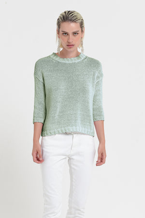 Poppy Crew - Women's Cotton Knit Sweater - Palm