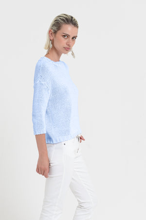 Poppy Crew - Women's Cotton Knit Sweater - Cielo