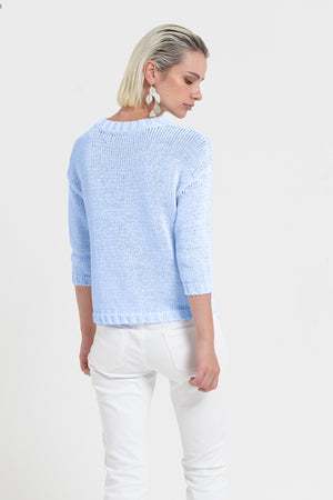 Poppy Crew - Women's Cotton Knit Sweater - Cielo
