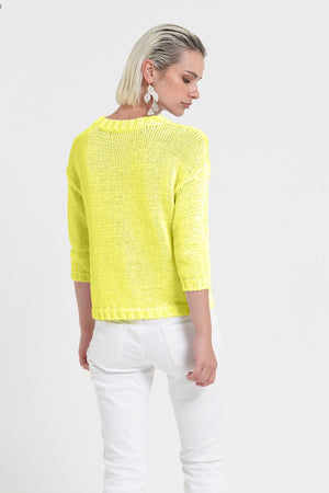 Poppy Crew - Women's Cotton Knit Sweater - Lime