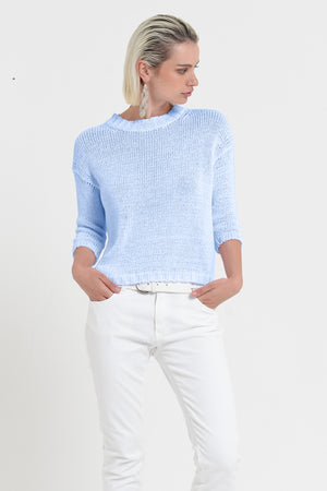 Poppy Crew - Women's Cotton Knit Sweater - Cielo