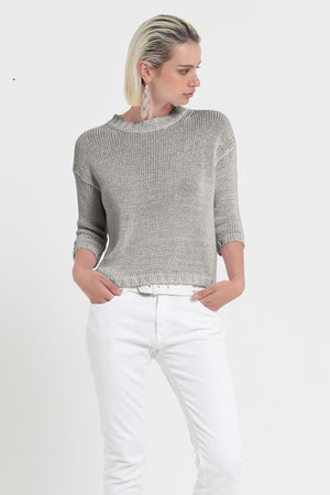 Poppy Crew - Women's Cotton Knit Sweater - Dolphin