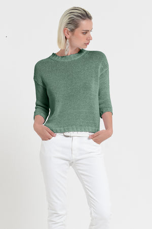 Poppy Crew - Women's Cotton Knit Sweater - Juniper