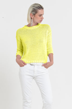 Poppy Crew - Women's Cotton Knit Sweater - Lime