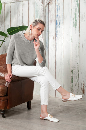 Poppy Crew - Women's Cotton Knit Sweater - Dolphin