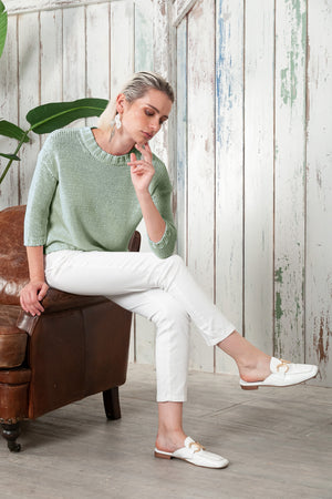 Poppy Crew - Women's Cotton Knit Sweater - Palm