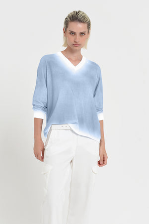 Anna V-Neck Knit in Spray Art - Fiji
