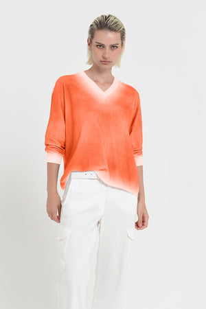 Anna V-Neck Knit in Spray Art - Spritz