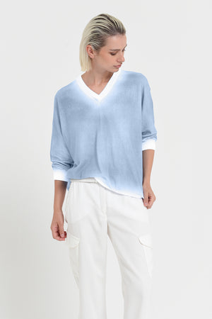 Anna V-Neck Knit in Spray Art - Fiji