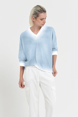 Anna V-Neck Knit in Spray Art - Viking