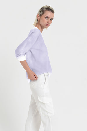 Anna V-Neck Knit in Spray Art - Lilac