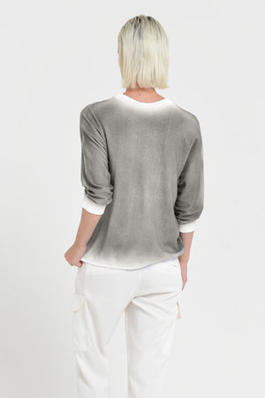 Anna V-Neck Knit in Spray Art - Dolphin