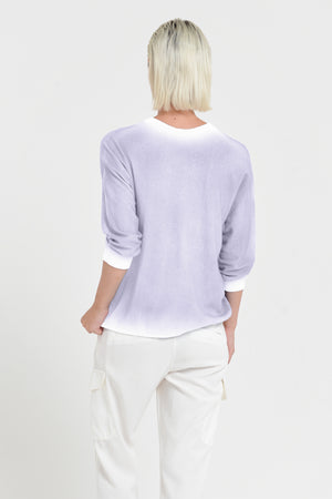 Anna V-Neck Knit in Spray Art - Lilac