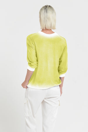 Anna V-Neck Knit in Spray Art - Lime