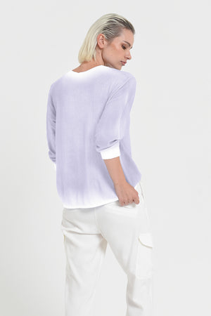 Anna V-Neck Knit in Spray Art - Lilac