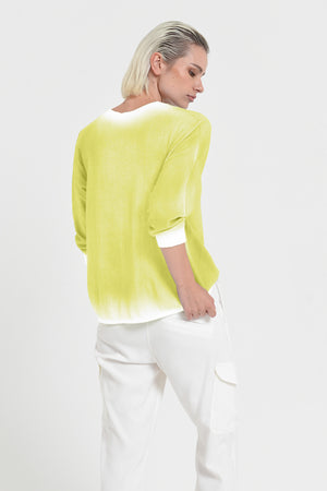Anna V-Neck Knit in Spray Art - Lime