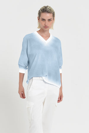 Anna V-Neck Knit in Spray Art - Viking