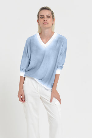 Anna V-Neck Knit in Spray Art - Fiji