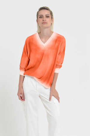 Anna V-Neck Knit in Spray Art - Spritz