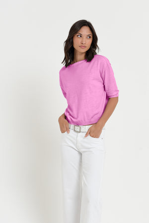 Kriss Knit - Women's Short Sleeve Cropped Sweater - Candy