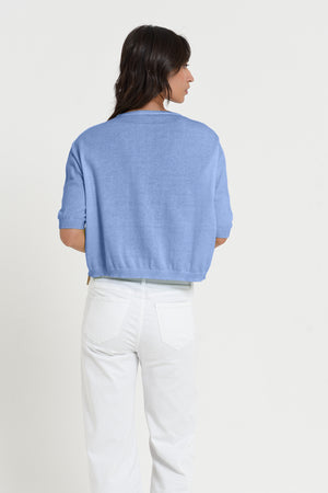 Kriss Knit - Women's Short Sleeve Cropped Sweater - Bay