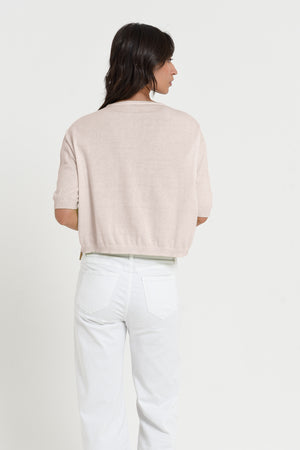 Kriss Knit - Women's Short Sleeve Cropped Sweater - Canapa