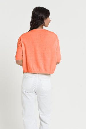 Kriss Knit - Women's Short Sleeve Cropped Sweater - Spritz