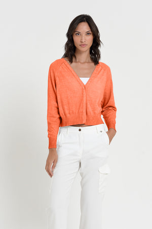 Raven Cardi - Women's Knitted Cotton Cardigan - Spritz