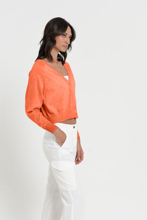 Raven Cardi - Women's Knitted Cotton Cardigan - Spritz