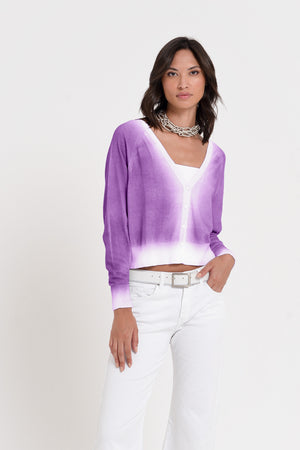 Raven Cardi in Spray Art - Morado