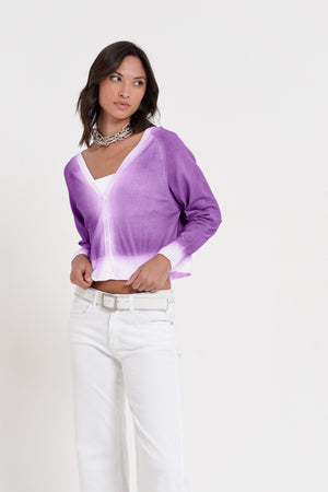 Raven Cardi in Spray Art - Morado