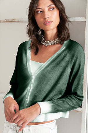 Raven Cardi in Spray Art - Juniper