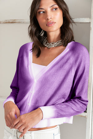 Raven Cardi in Spray Art - Morado