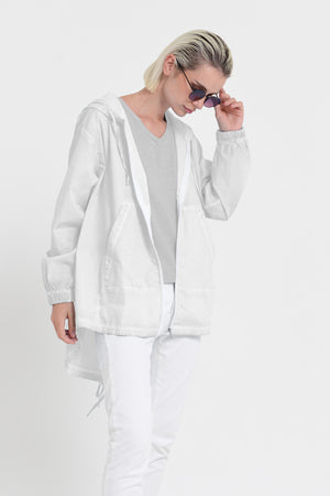 Eastern Parka - Women’s Full Zip Hooded Poplin Parka - White