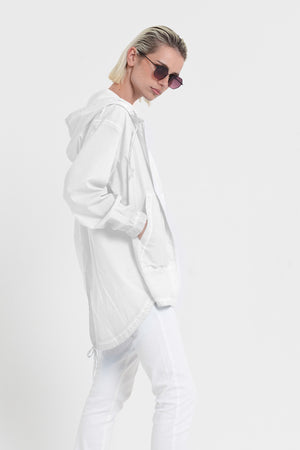 Eastern Parka - Women’s Full Zip Hooded Poplin Parka - White