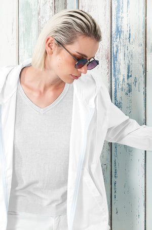 Eastern Parka - Women’s Full Zip Hooded Poplin Parka - White
