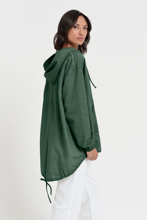 Western Parka - Women’s Full Zip Hooded Fleece Parka - Juniper