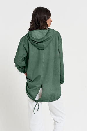 Western Parka - Women’s Full Zip Hooded Fleece Parka - Juniper