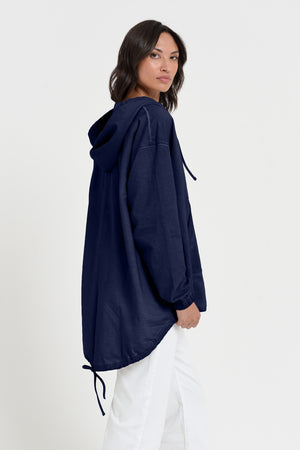 Western Parka - Women’s Full Zip Hooded Fleece Parka - Navy
