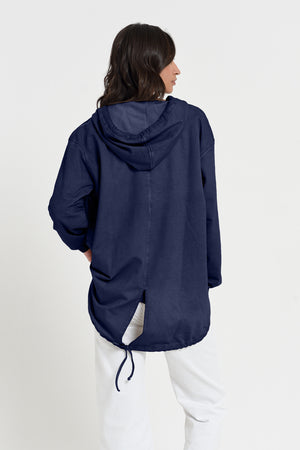 Western Parka - Women’s Full Zip Hooded Fleece Parka - Navy