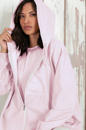 Western Parka - Women’s Full Zip Hooded Fleece Parka - Rose