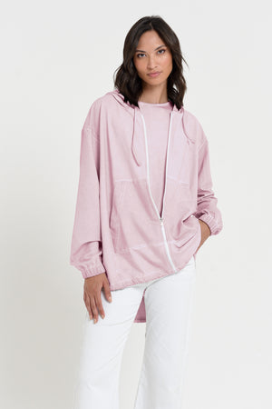 Western Parka - Women’s Full Zip Hooded Fleece Parka - Rose