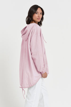 Western Parka - Women’s Full Zip Hooded Fleece Parka - Rose