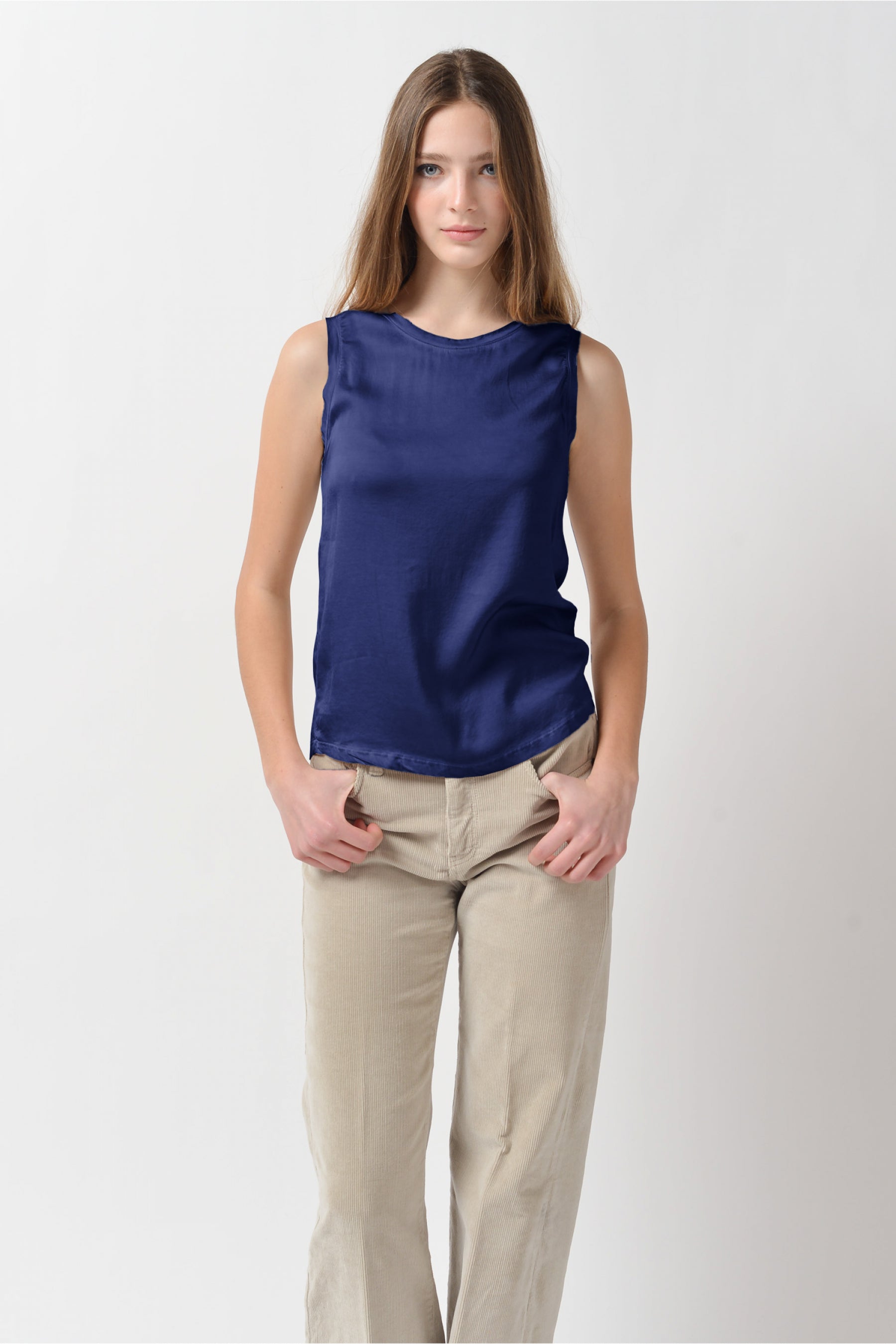 Soave Solid Tank Top - Navy