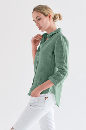 3/4 Sleeve Linen Shirt - Ginepro - Shirts