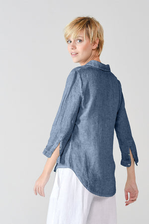 3/4 Sleeve Linen Shirt - Jeans - Shirts