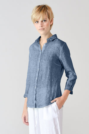 3/4 Sleeve Linen Shirt - Jeans - Shirts